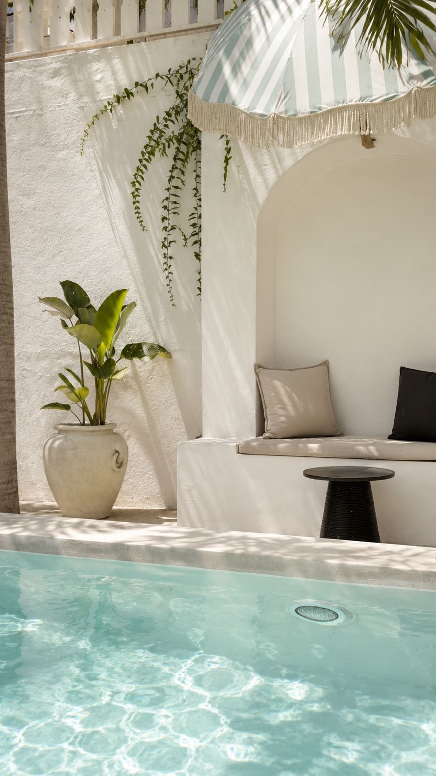 Cabana seating beside the pool