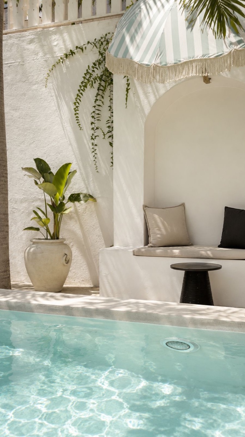 Shaded poolside nook